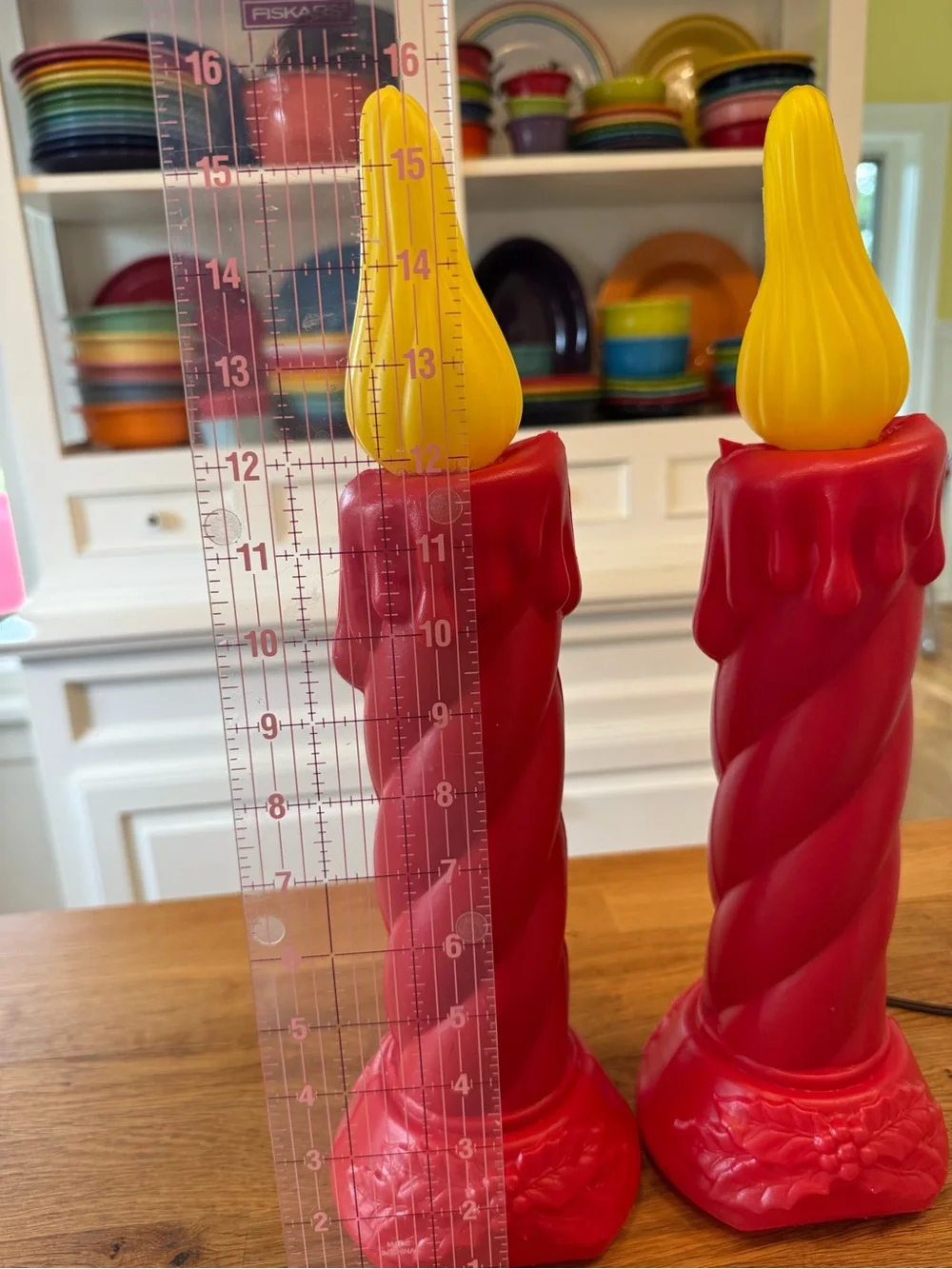 🕯️ Vintage Swirl Blow Mold Candles Pair | General Foam Plastics Norfolk VA | 16”